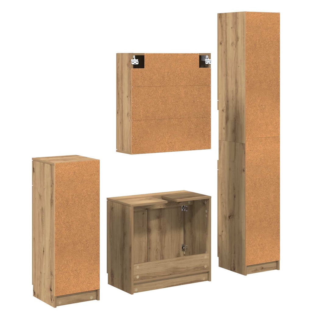 Badezimmermöbel-Set mit Regal 4 pcs Artisan-Eiche Holzwerkstoff