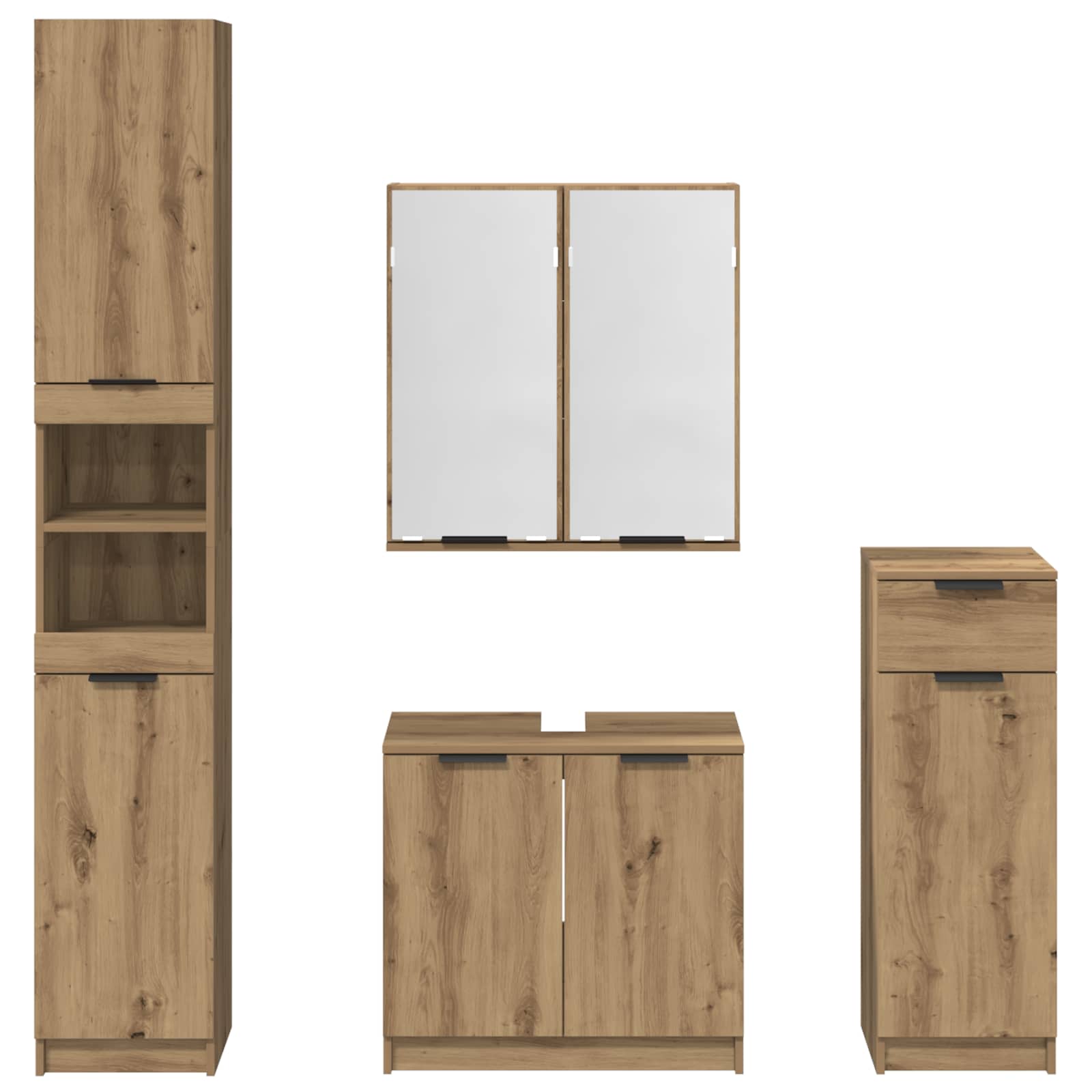 Badezimmermöbel-Set mit Regal 4 pcs Artisan-Eiche Holzwerkstoff