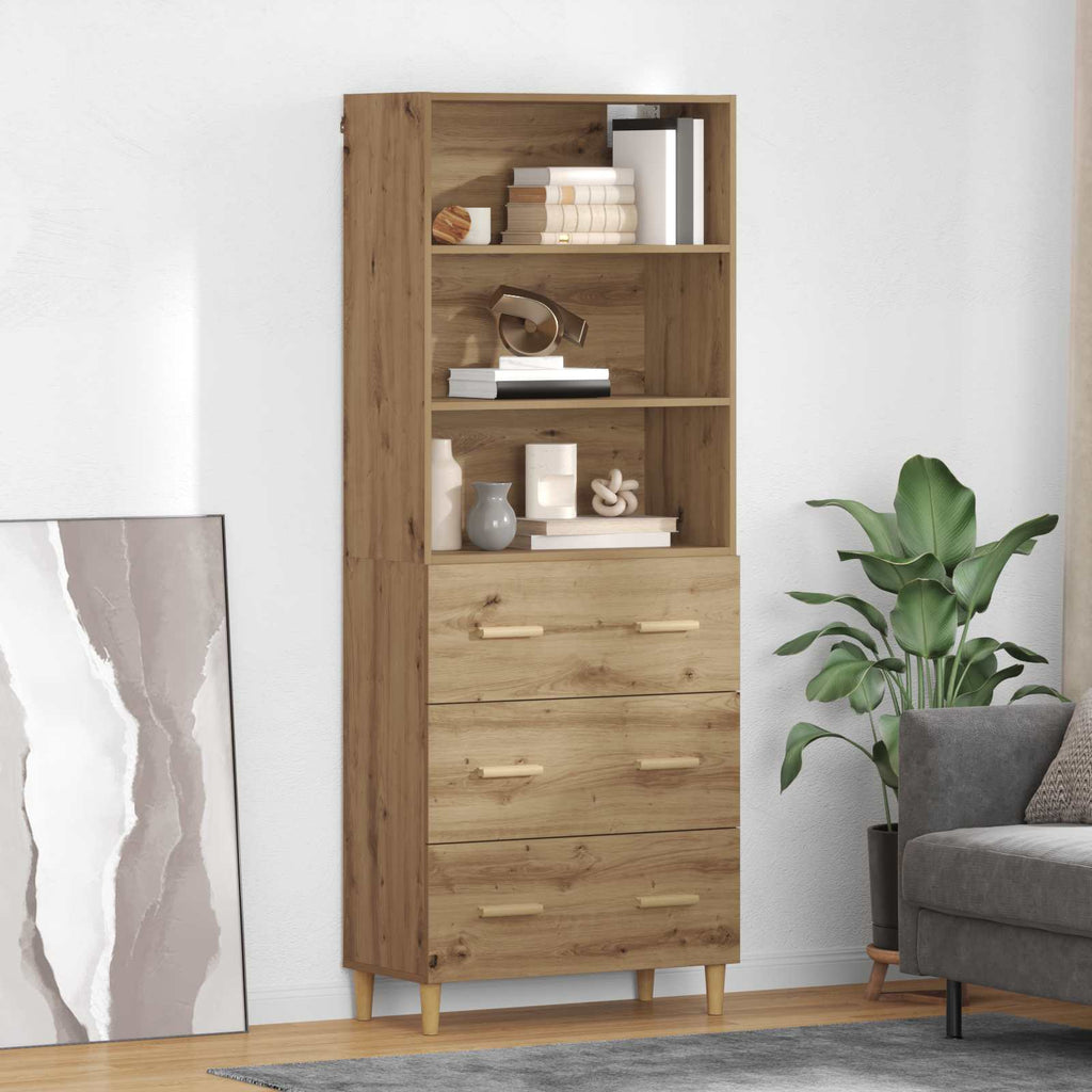 Highboard Artisan-Eiche 69,5 x 32,5 x 180 cm Holzwerkstoff