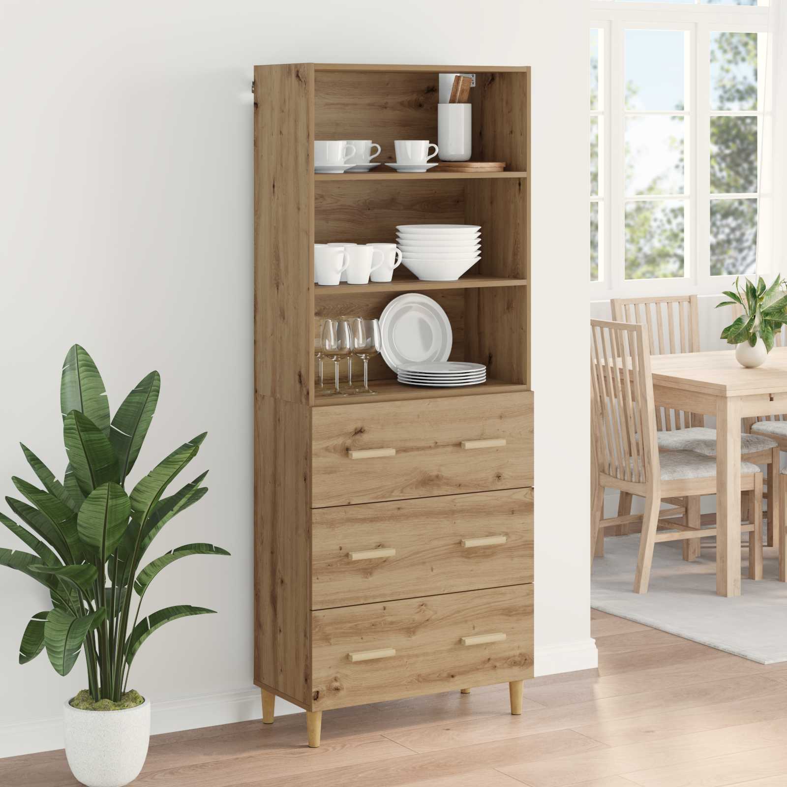 Highboard Artisan-Eiche 69,5 x 32,5 x 180 cm Holzwerkstoff
