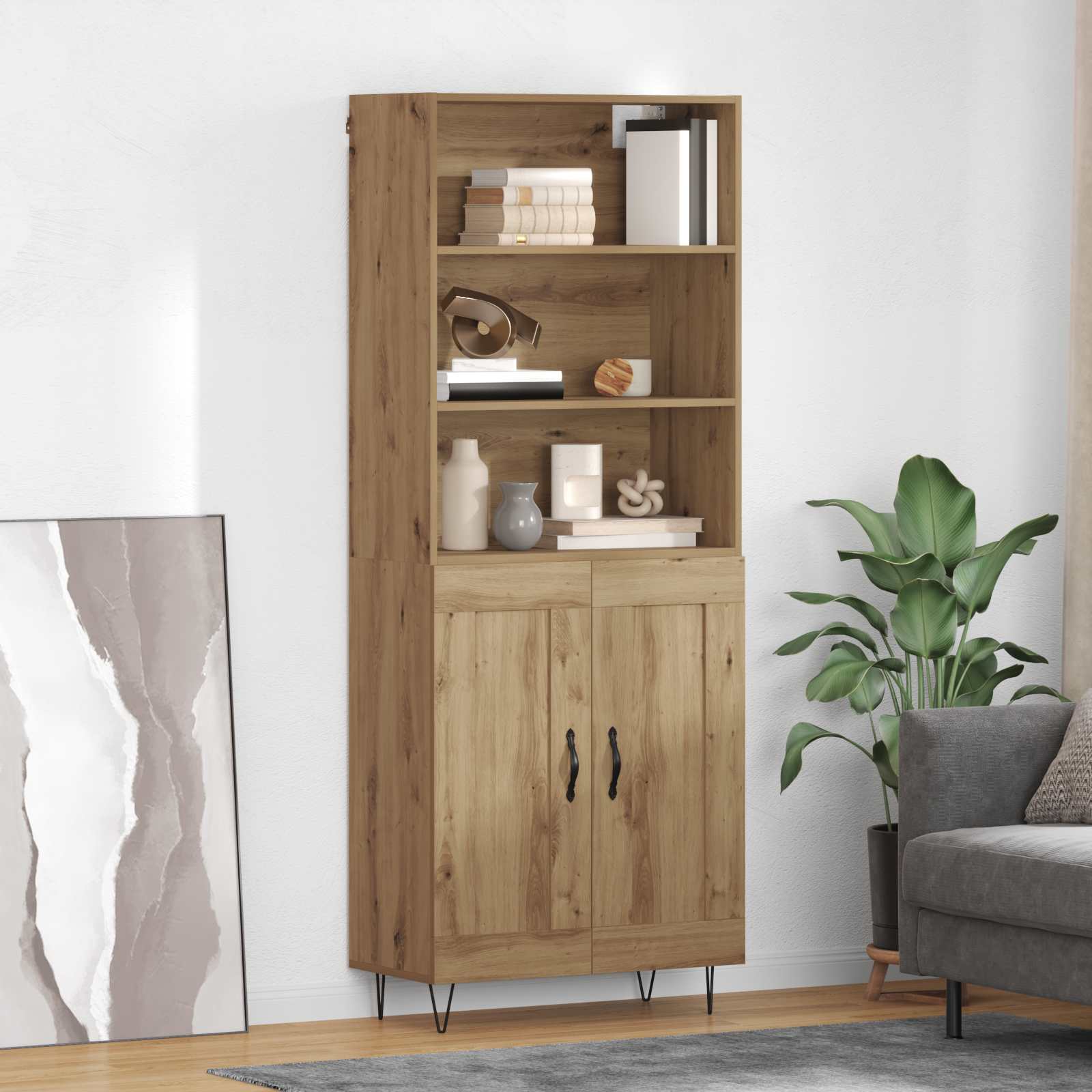 Highboard 2 pcs Artisan-Eiche Holzwerkstoff