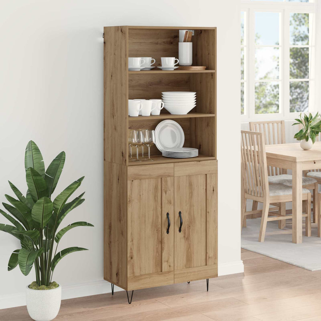 Highboard 2 pcs Artisan-Eiche Holzwerkstoff