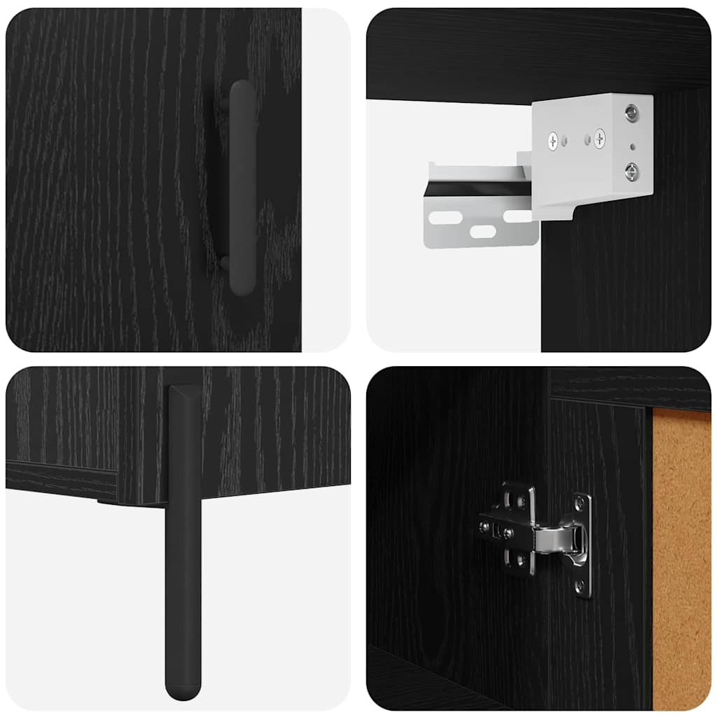 Highboard 2 Stück Schwarz Eichen-Optik Holzwerkstoff