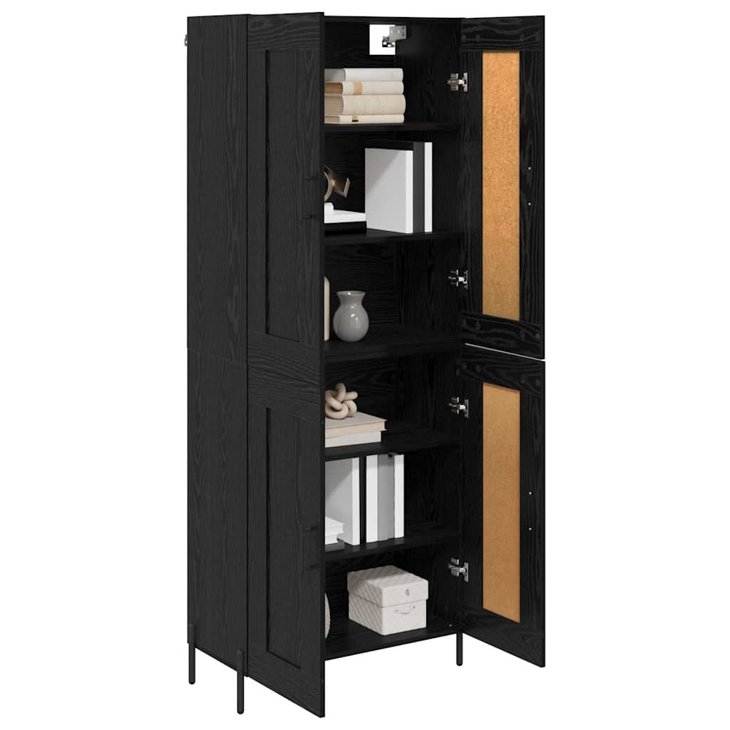 Highboard 2 Stück Schwarz Eichen-Optik Holzwerkstoff