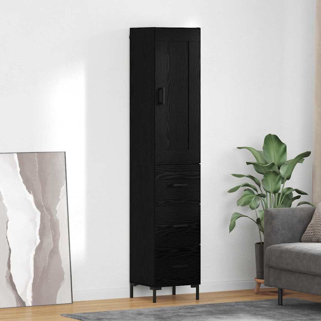 Highboard Schwarz Eichen-Optik 34,5 x 34 x 180 cm Holzwerkstoff