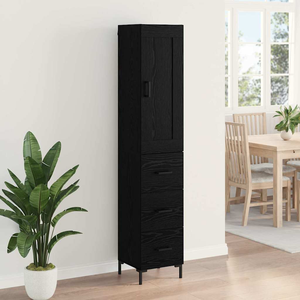 Highboard Schwarz Eichen-Optik 34,5 x 34 x 180 cm Holzwerkstoff
