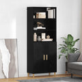 Highboard Schwarz Eichen-Optik 69,5 x 32,5 x 180 cm