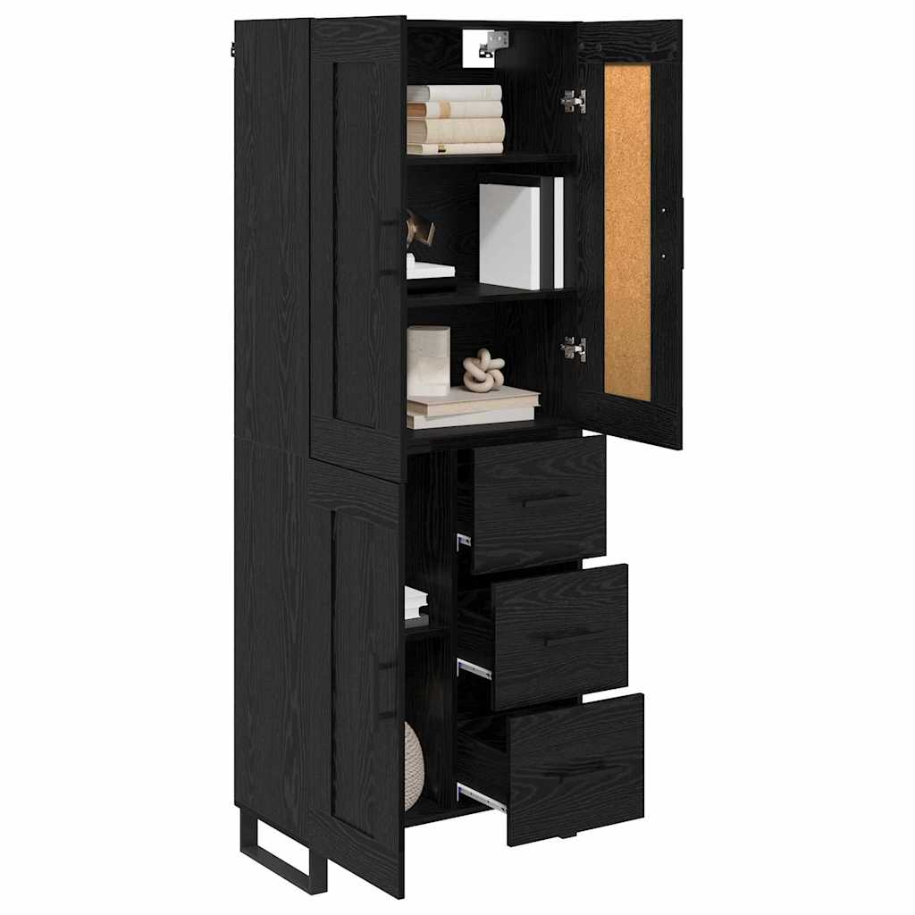 Highboard Schwarz Eichen-Optik 69,5 x 34 x 180 cm Holzwerkstoff
