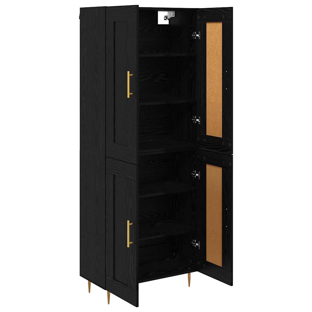 Highboard Schwarz Eichen-Optik 69,5 x 34 x 180 cm Holzwerkstoff