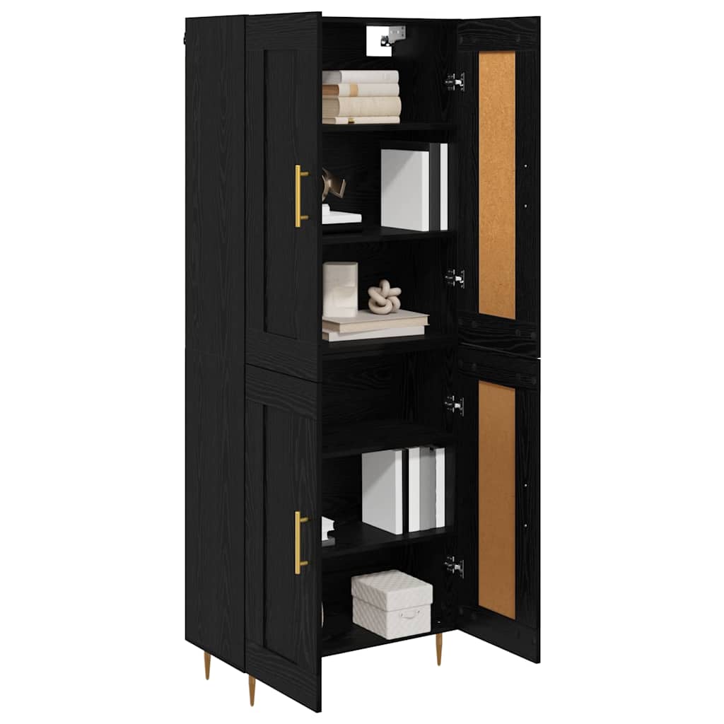 Highboard Schwarz Eichen-Optik 69,5 x 34 x 180 cm Holzwerkstoff