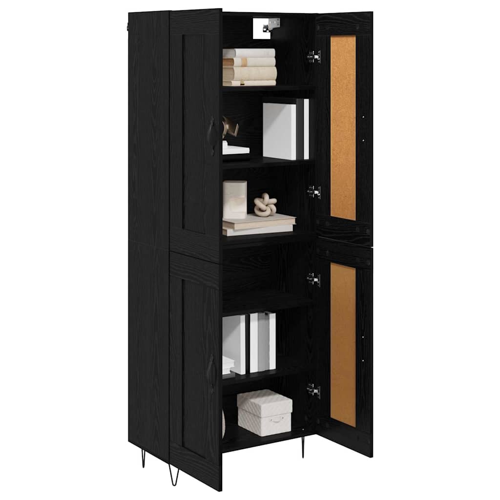 Highboard Schwarz Eichen-Optik 69,5 x 34 x 180 cm Holzwerkstoff