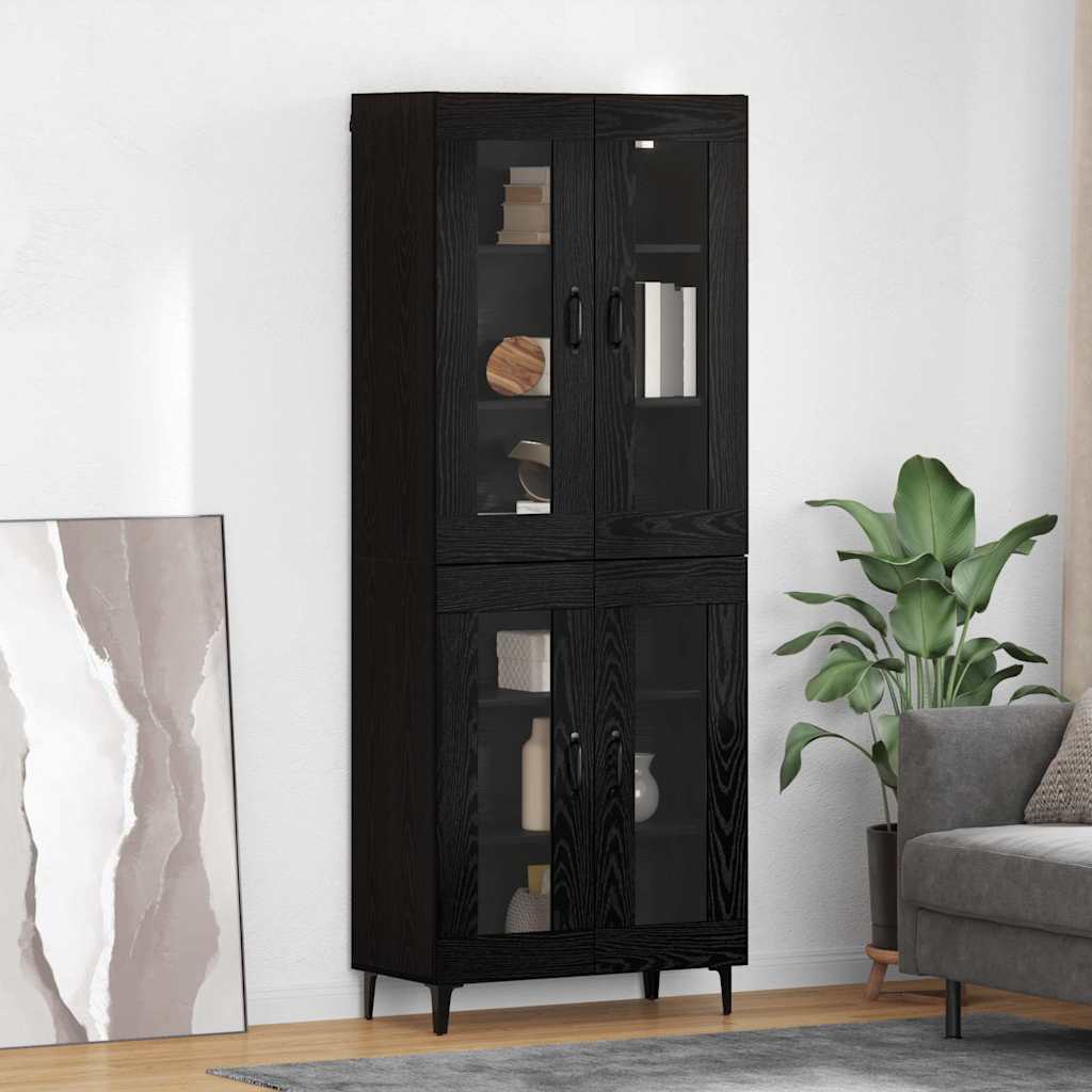 Highboard Schwarz Eichen-Optik 69,5 x 34 x 180 cm Holzwerkstoff