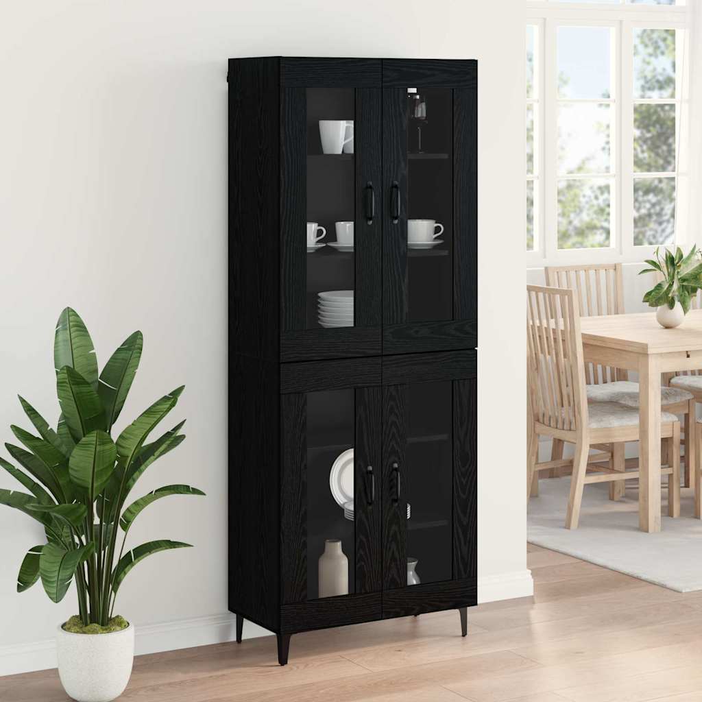 Highboard Schwarz Eichen-Optik 69,5 x 34 x 180 cm Holzwerkstoff