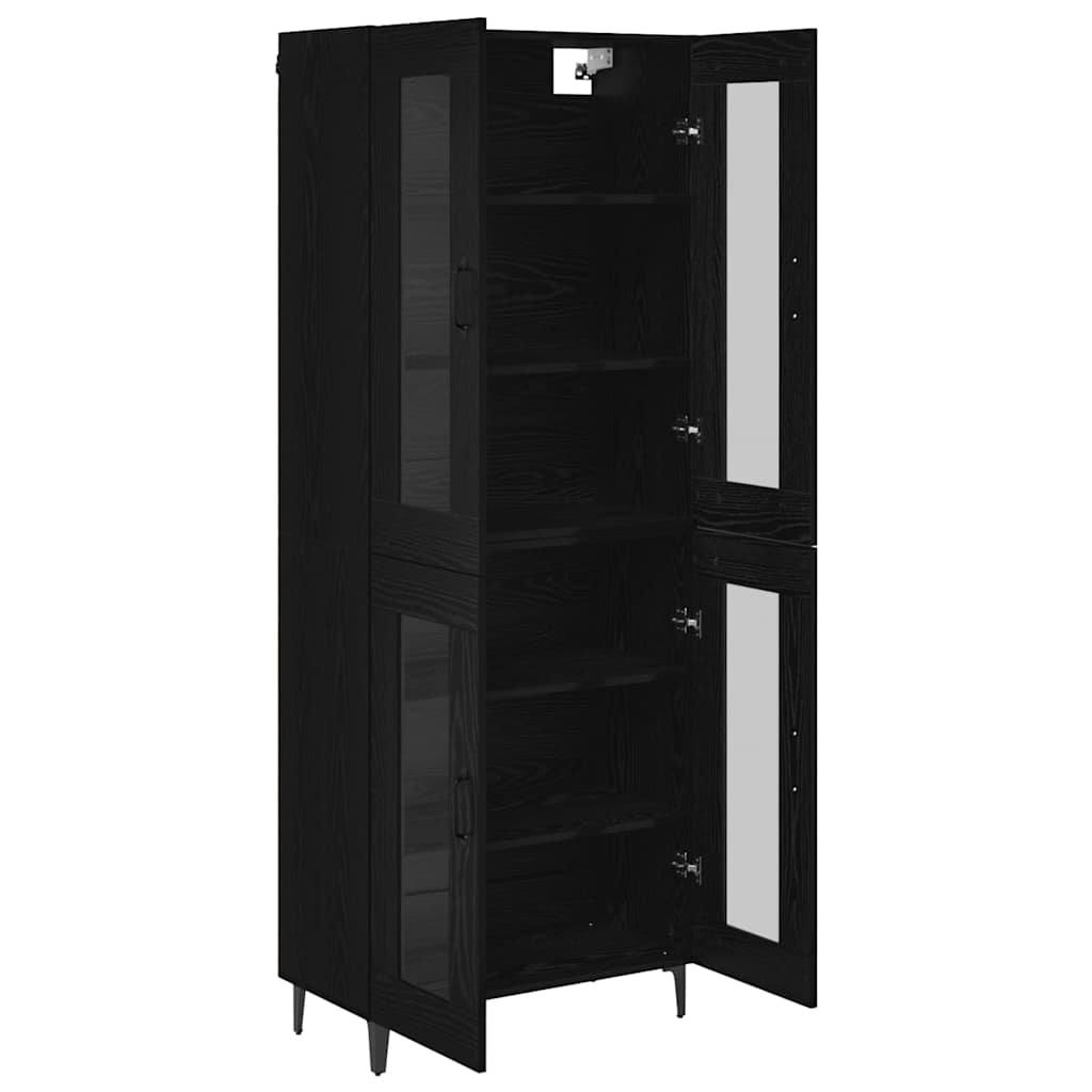 Highboard Schwarz Eichen-Optik 69,5 x 34 x 180 cm Holzwerkstoff