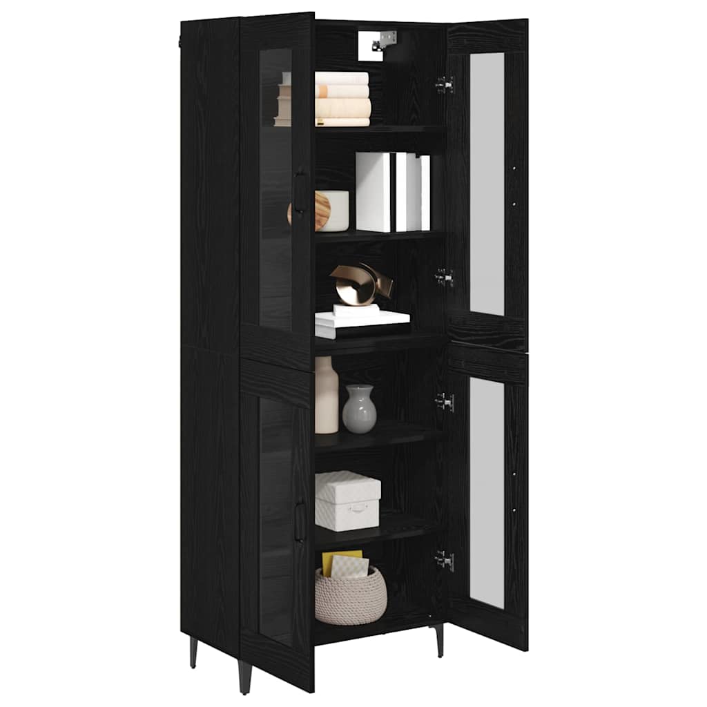 Highboard Schwarz Eichen-Optik 69,5 x 34 x 180 cm Holzwerkstoff