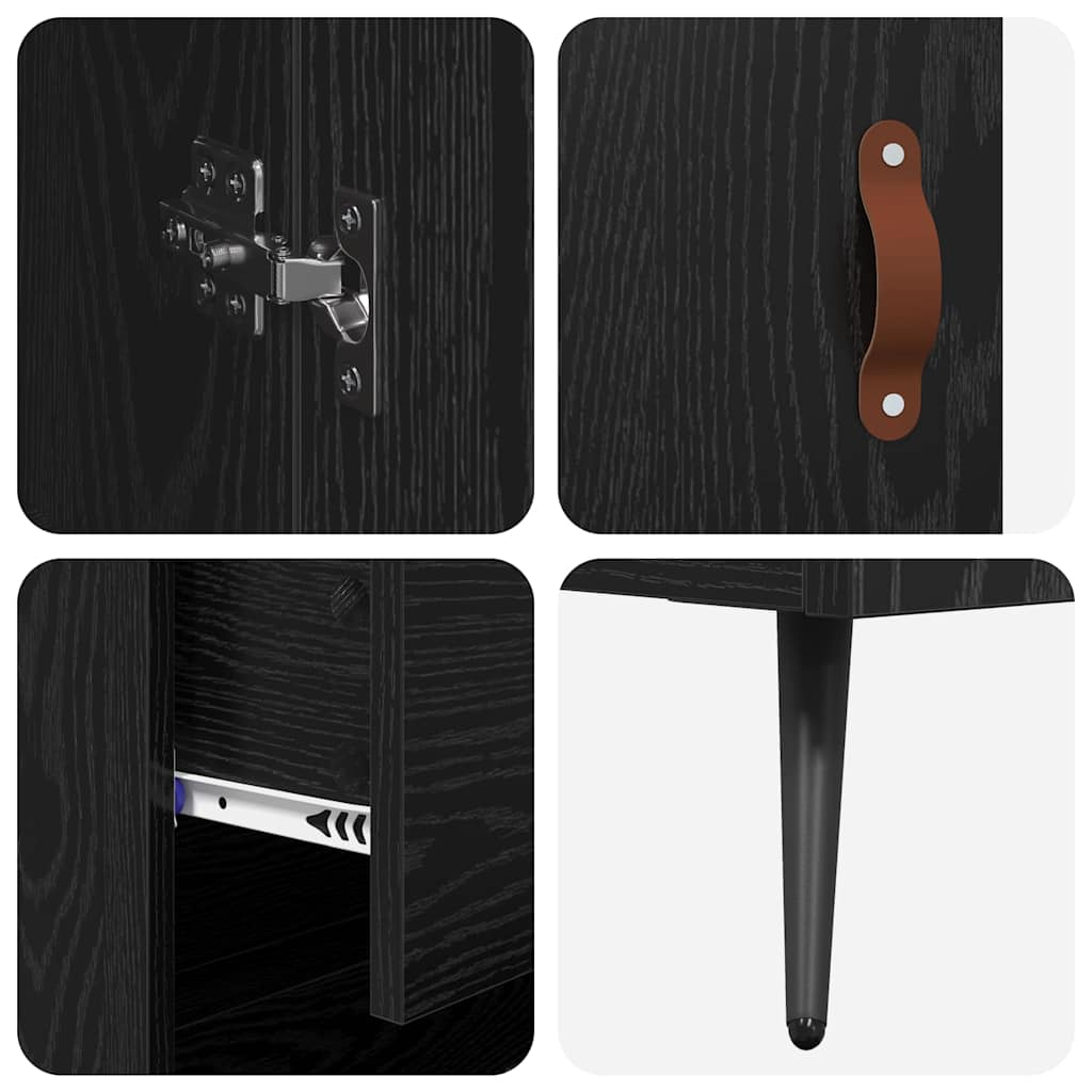 Highboard-Schrank mit Regal 2 pcs Schwarz Eichen-Optik