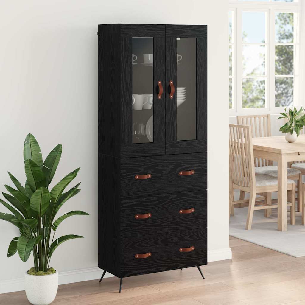 Highboard-Schrank mit Regal 2 pcs Schwarz Eichen-Optik