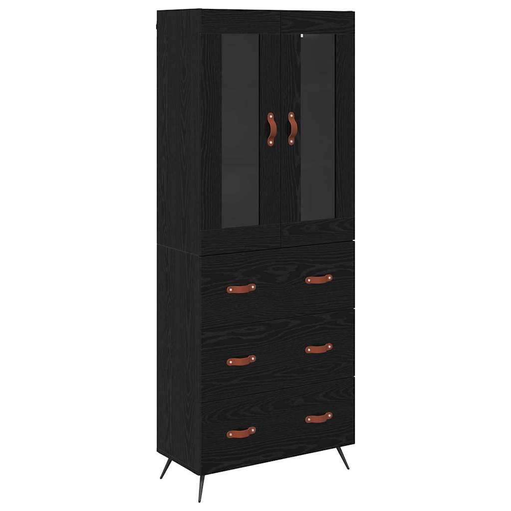 Highboard-Schrank mit Regal 2 pcs Schwarz Eichen-Optik