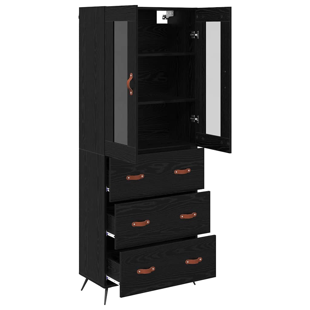Highboard-Schrank mit Regal 2 pcs Schwarz Eichen-Optik