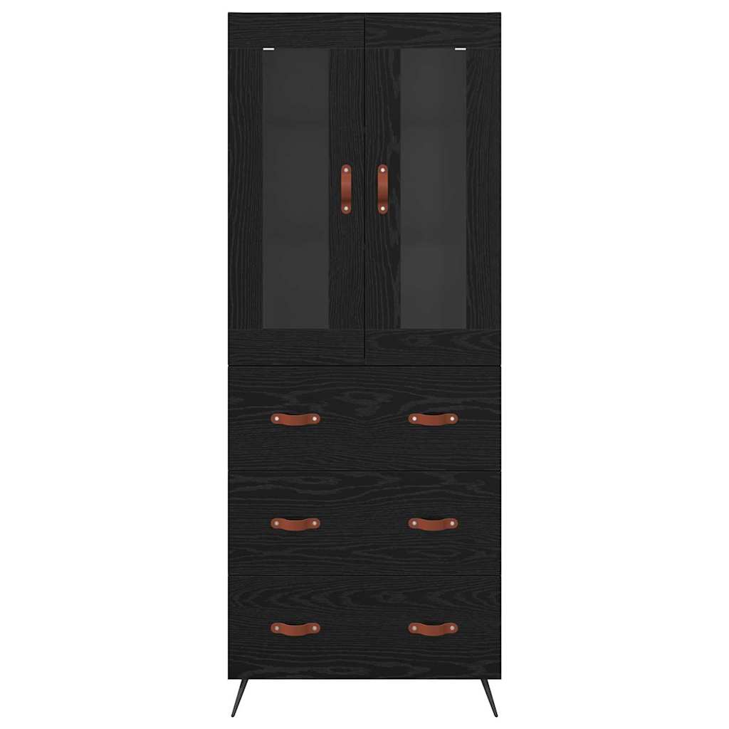 Highboard-Schrank mit Regal 2 pcs Schwarz Eichen-Optik