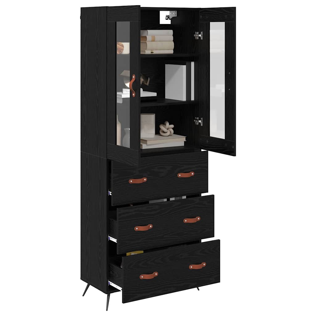 Highboard-Schrank mit Regal 2 pcs Schwarz Eichen-Optik