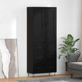 Highboard Schwarz Eichen-Optik 69,5 x 34 x 180 cm Holzwerkstoff
