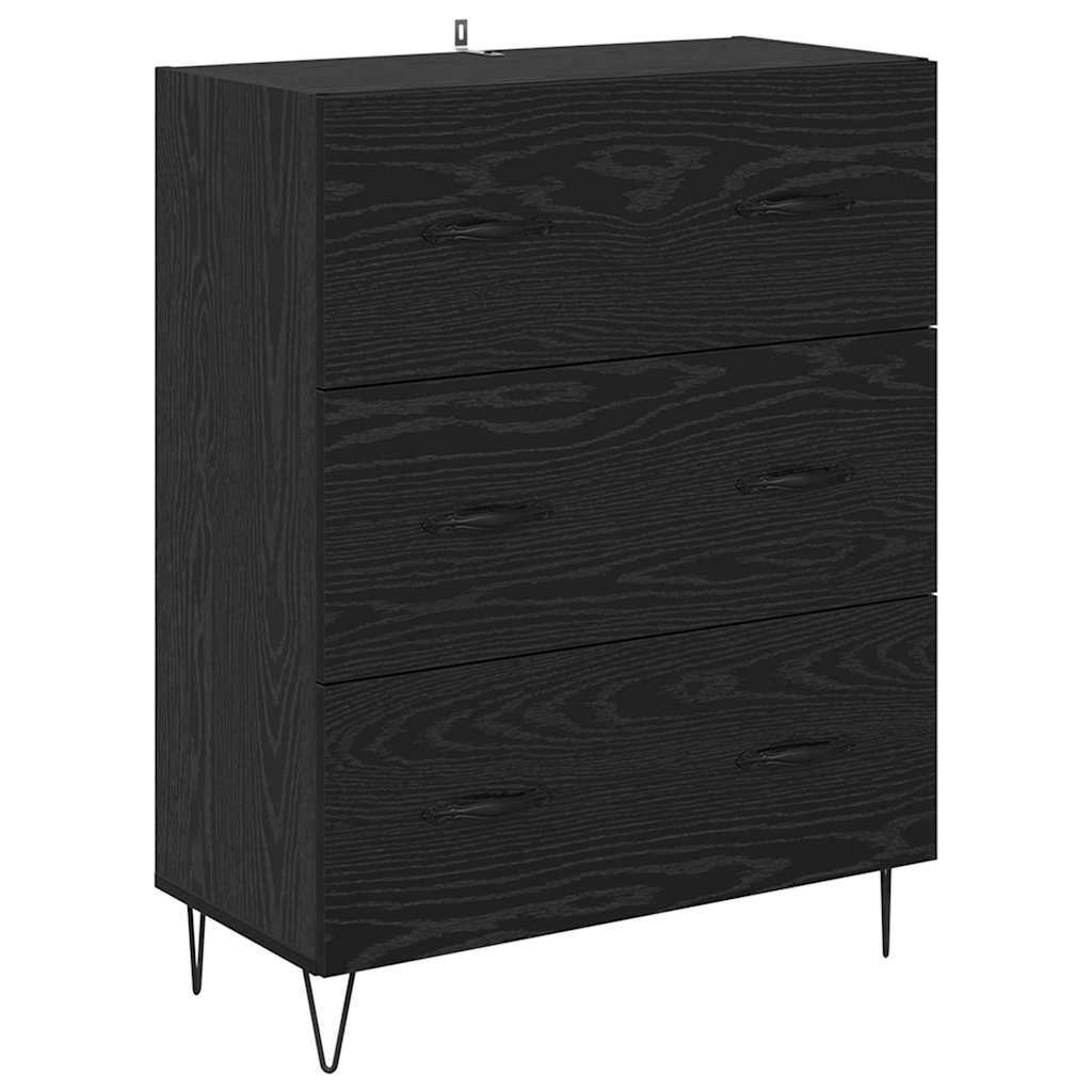 Highboard Schwarz Eichen-Optik 69,5 x 34 x 180 cm Holzwerkstoff
