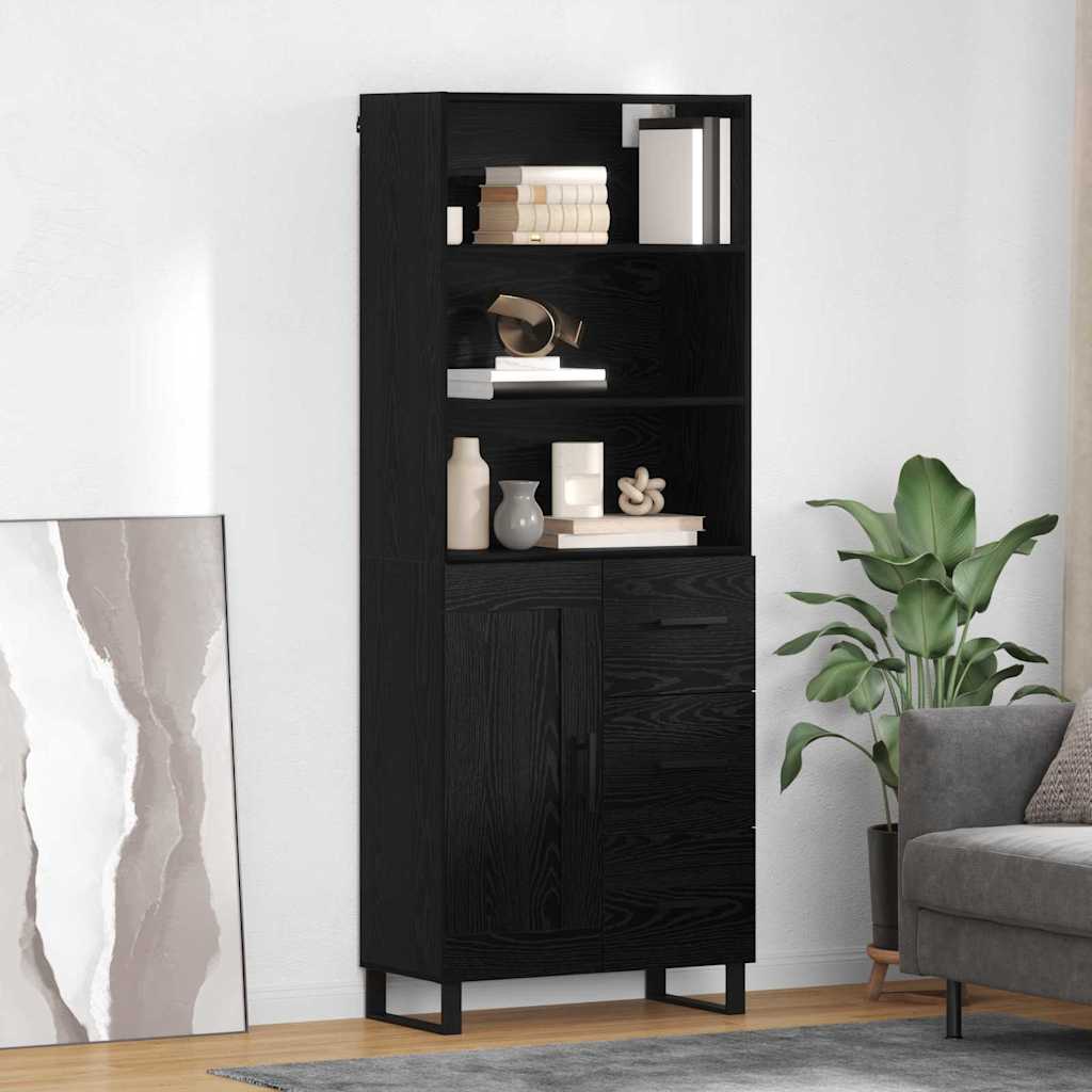 Highboard 2 pcs Schwarz Eichen-Optik Holzwerkstoff
