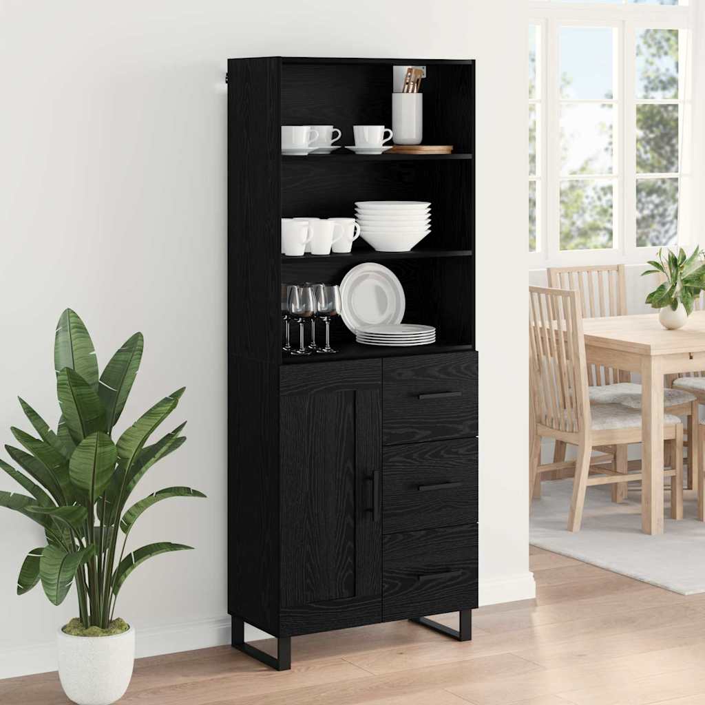 Highboard 2 pcs Schwarz Eichen-Optik Holzwerkstoff