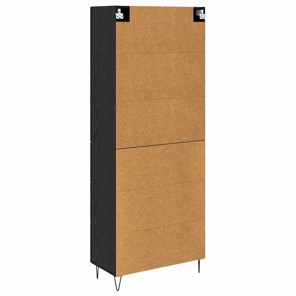 Highboard 2 Stück Schwarz Eichen-Optik Ingenieurholz und Glas