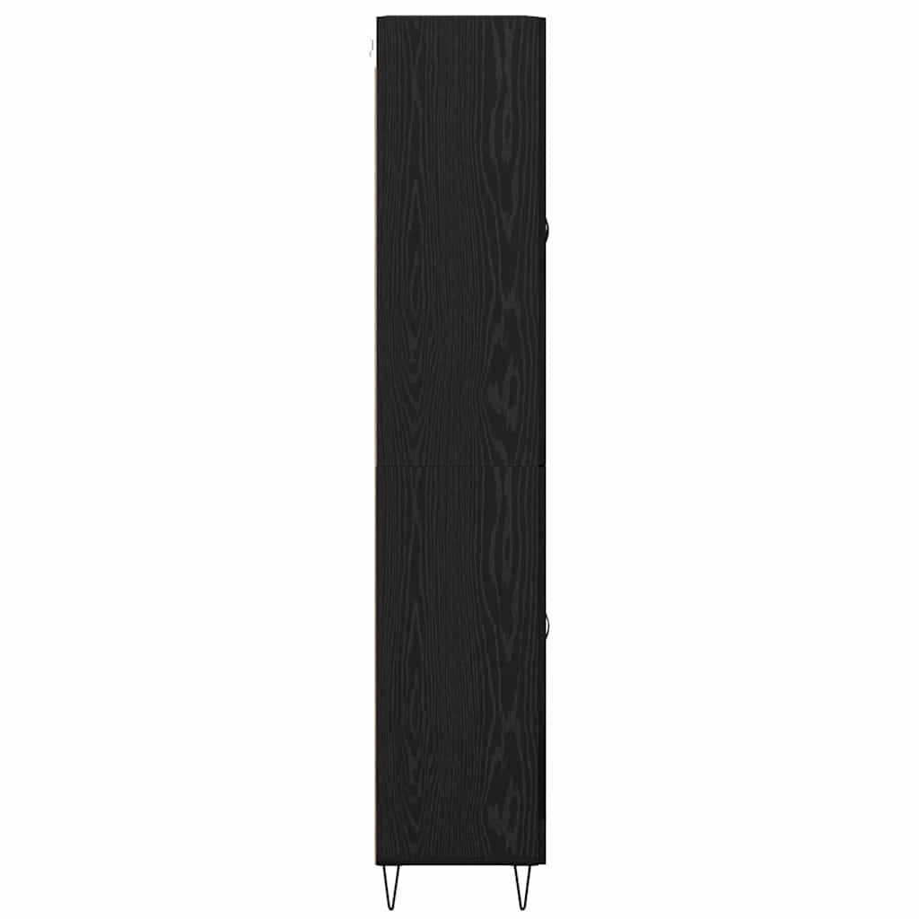Highboard 2 Stück Schwarz Eichen-Optik Ingenieurholz und Glas