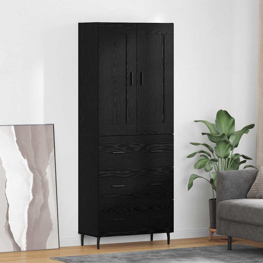 Highboard 2 pcs Schwarz Eichen-Optik Holzwerkstoff