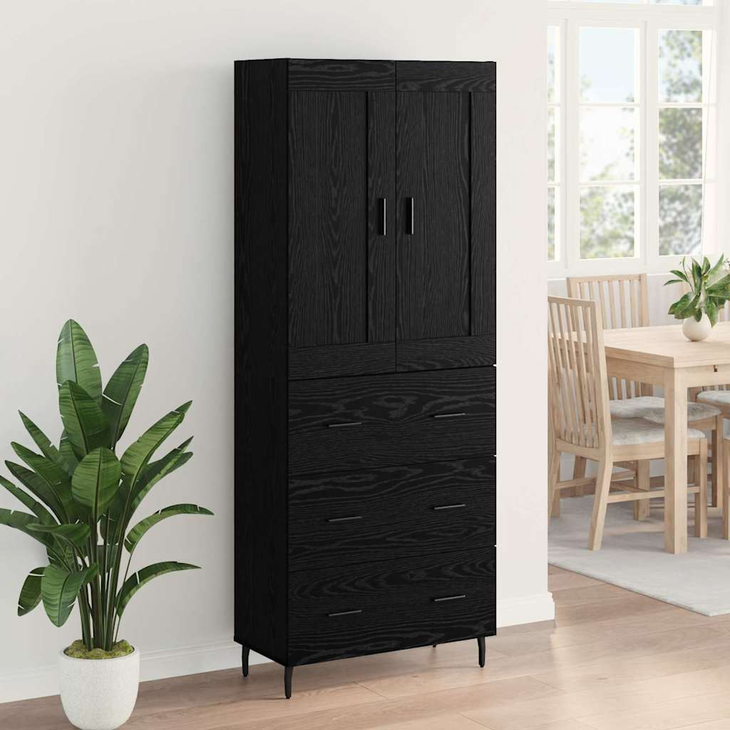 Highboard 2 pcs Schwarz Eichen-Optik Holzwerkstoff