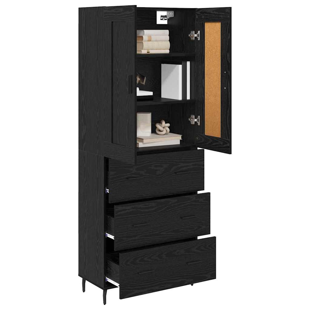 Highboard 2 pcs Schwarz Eichen-Optik Holzwerkstoff