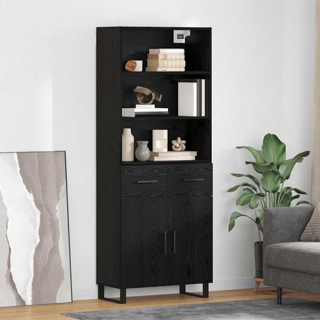 Highboard 2 pcs Schwarz Eichen-Optik 69,5 x 34 x 180 cm