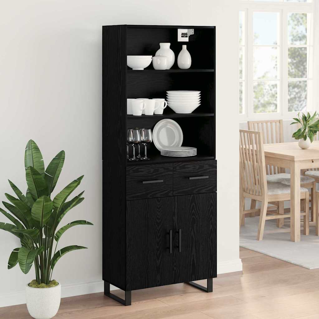 Highboard 2 pcs Schwarz Eichen-Optik 69,5 x 34 x 180 cm