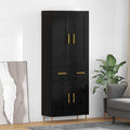Highboard Schwarz Eichen-Optik 69,5 x 34 x 180 cm Holzwerkstoff