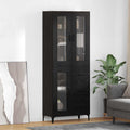 Highboard Schwarz Eichen-Optik 69,5 x 34 x 180 cm Holzwerkstoff