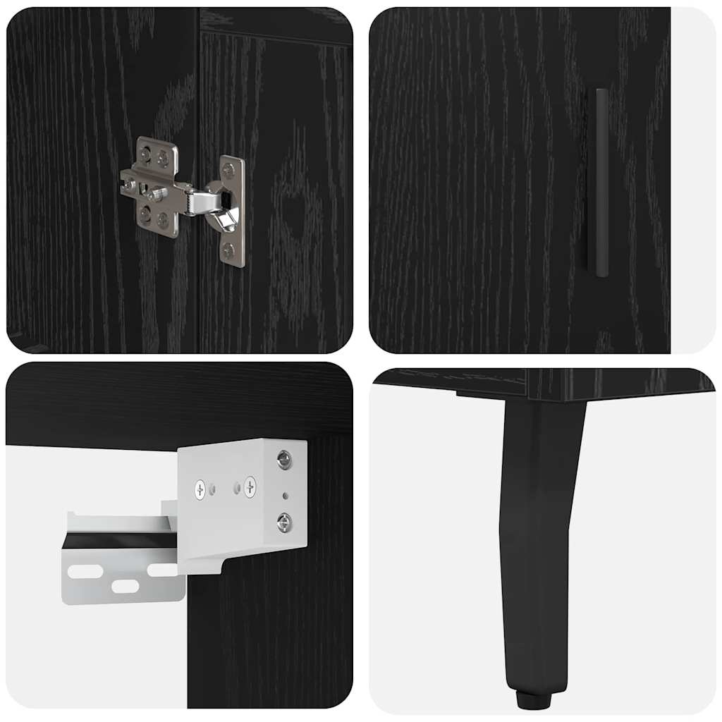 Highboard 2 pcs Schwarz Eichen-Optik Holzwerkstoff