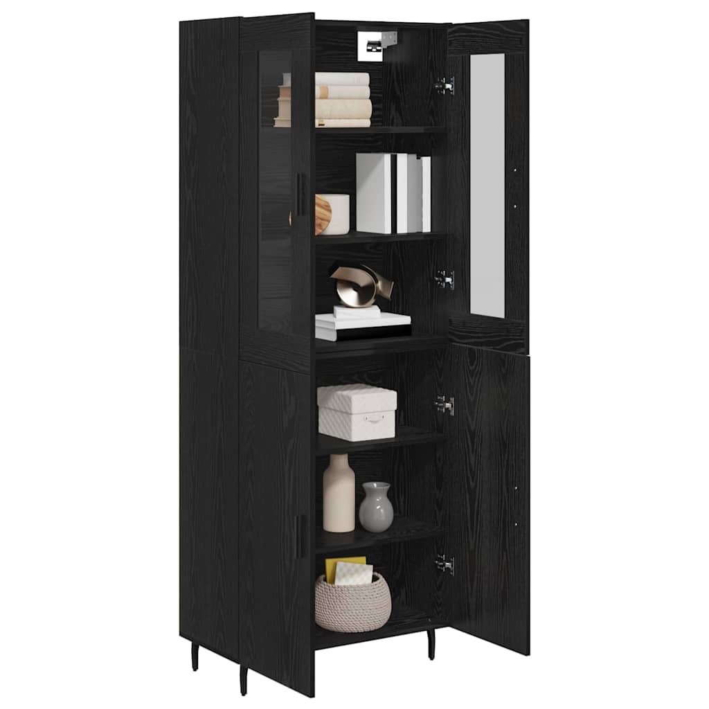 Highboard 2 pcs Schwarz Eichen-Optik Holzwerkstoff