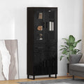 Highboard 2 pcs Schwarz Eichen-Optik Engineered Wood und Glas