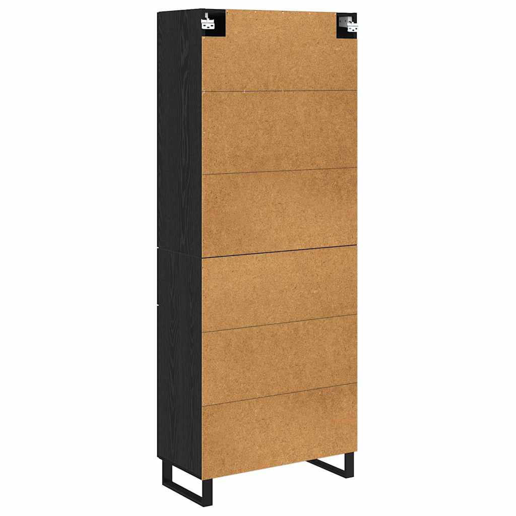 Highboard 2 pcs Schwarz Eichen-Optik Engineered Wood und Glas