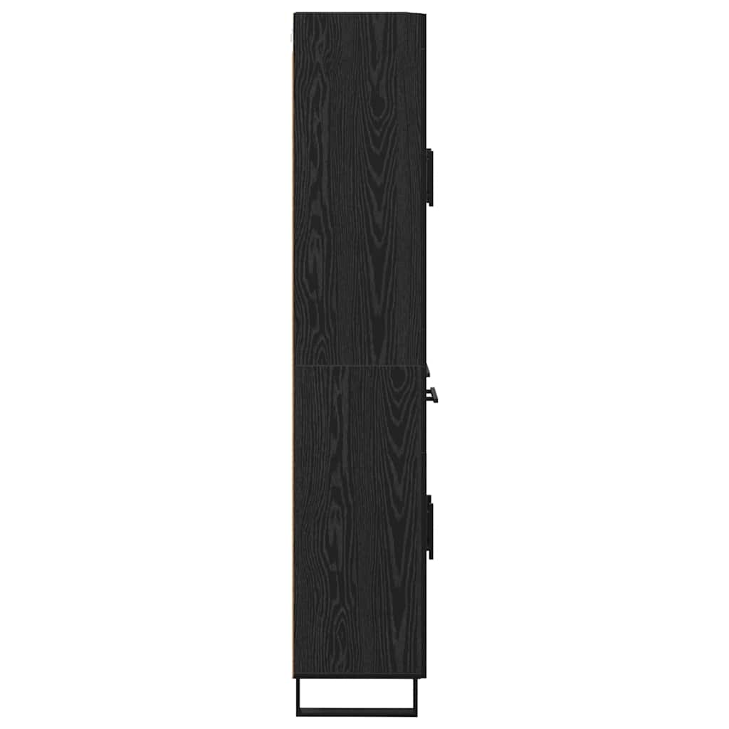 Highboard 2 pcs Schwarz Eichen-Optik Engineered Wood und Glas