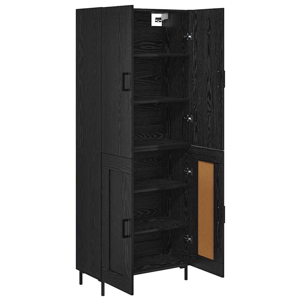 Highboard Schwarz Eichen-Optik 69,5 x 34 x 180 cm Holzwerkstoff