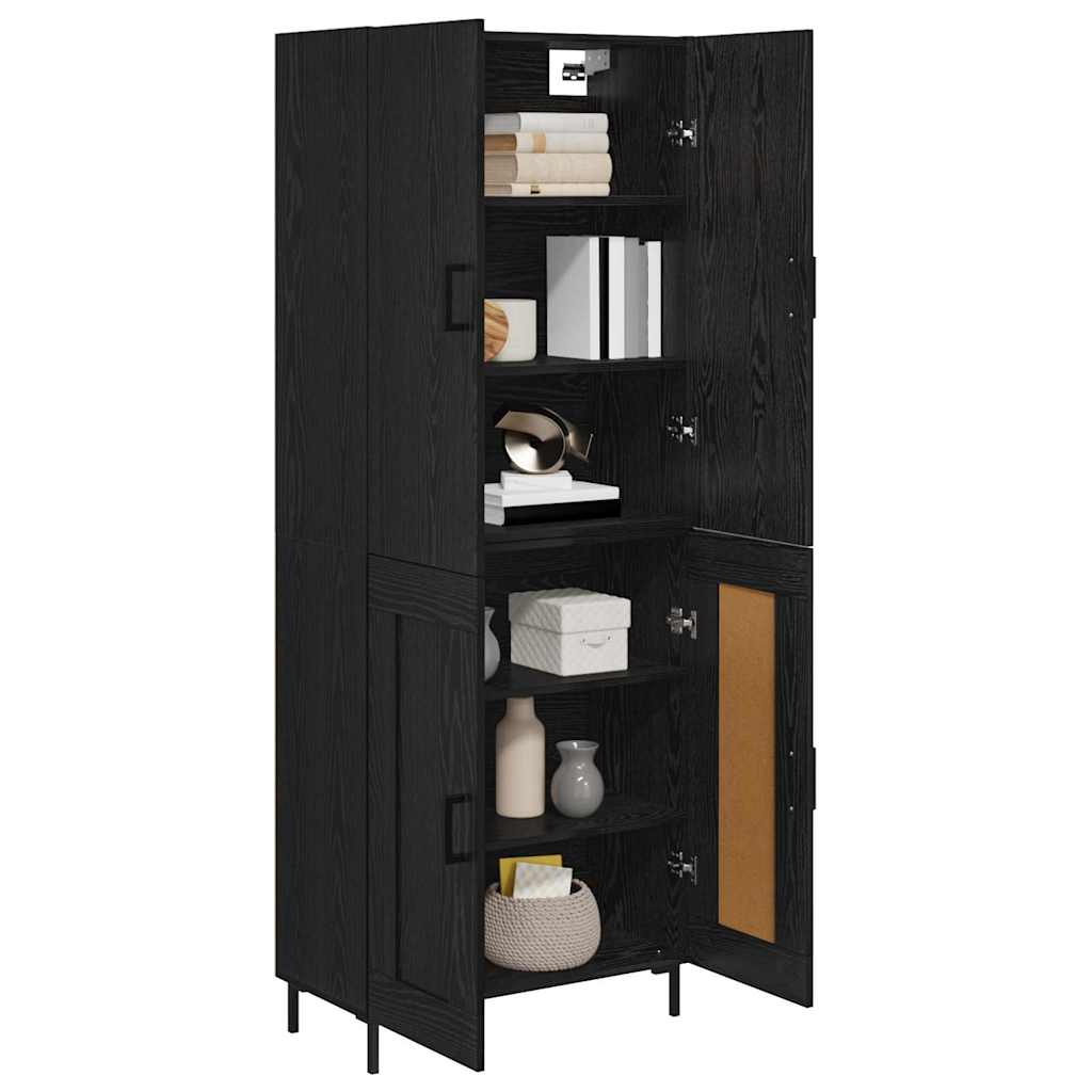 Highboard Schwarz Eichen-Optik 69,5 x 34 x 180 cm Holzwerkstoff