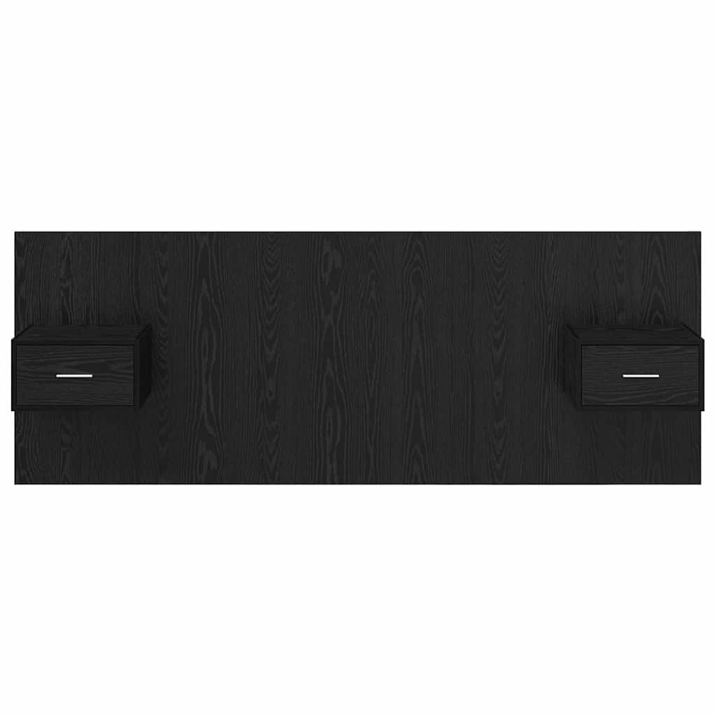 Kopfteil mit Schrank 3 pcs Schwarz Eichen-Optik Holzwerkstoff