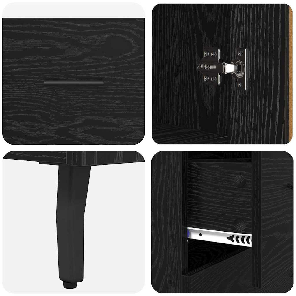 Highboard 2 pcs Schwarz Eichen-Optik Engineered Wood und Glas