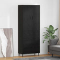 Highboard 2 pcs Schwarz Eichen-Optik Engineered Wood und Glas