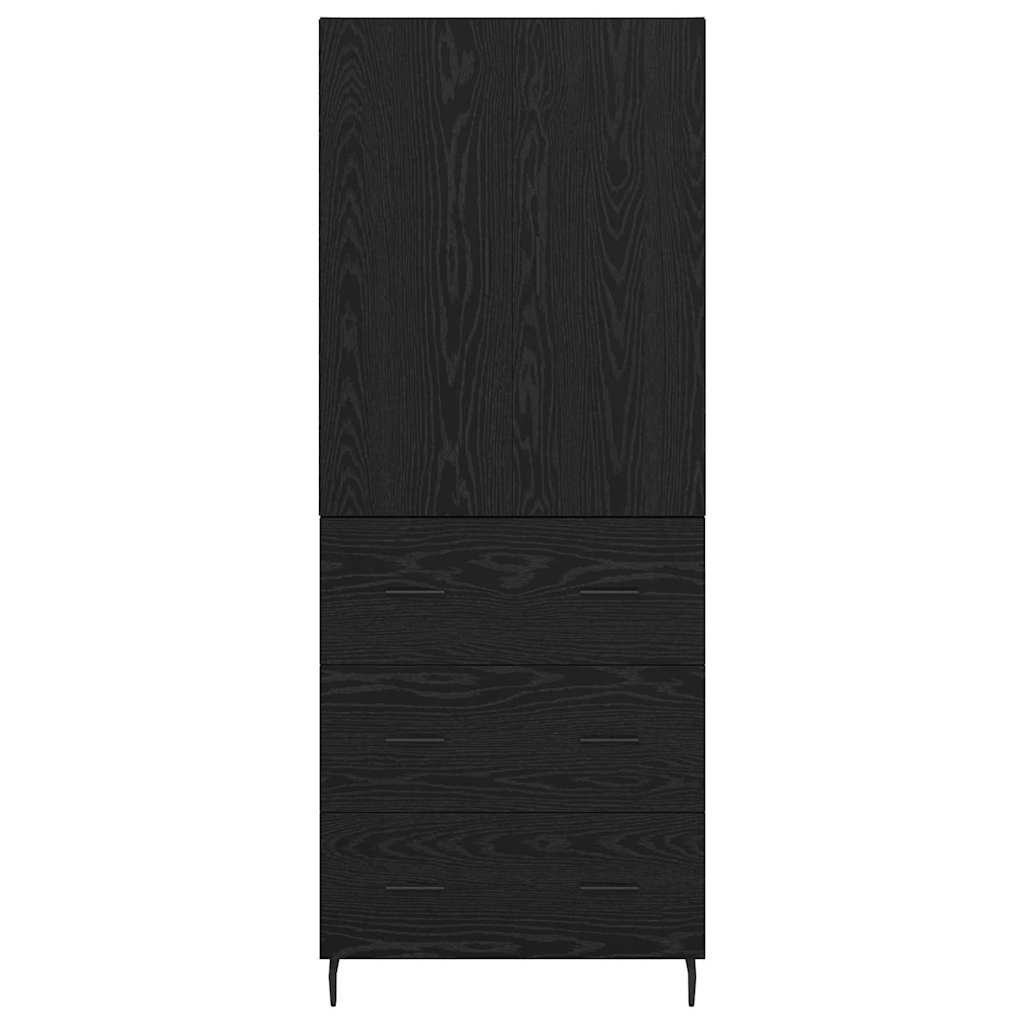 Highboard 2 pcs Schwarz Eichen-Optik Engineered Wood und Glas