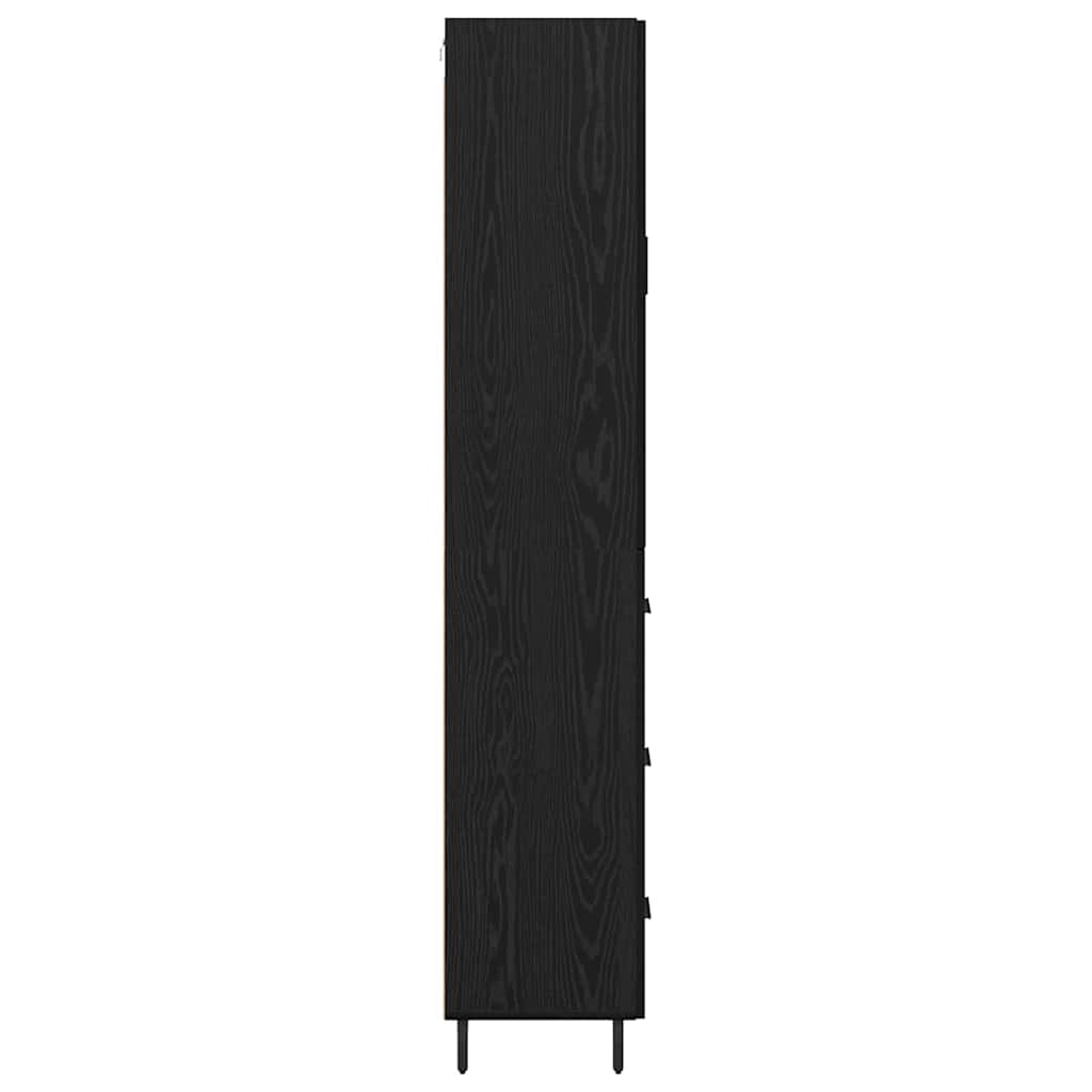 Highboard 2 pcs Schwarz Eichen-Optik Engineered Wood und Glas